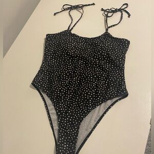 Black Polka Dot One-Piece Swimsuit